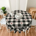 thumbnail image 2 of Checkered Valentines Tablecloth Round 60 Inch,Black Plaid Table Cloth,Stain Resistance Polyester Red Heart Valentine''s Day Table Covers for Kitchen Dining,Small Tablecloth for Parties Picnic, 2 of 6
