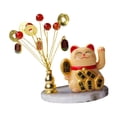 thumbnail image 3 of Lucky Cat Statue Feng Shui Decoración Tablero de Piece Artwork Árboles de Ornamento de animales para la sala de té estante de Amarillo, 3 of 8