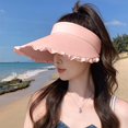 thumbnail image 2 of Hvmvliv Sun Hats for Women Sun Visor Hats Women with Wide Lace Brims Adjustables Clip-On Summer Beach Hat Hollow Summer Breathable Hat Ice Silk Fabric for Coolings Pink, 2 of 6