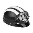 thumbnail image 2 of Casco de motocicleta con visera y gafas UV, casco de cuero sintético universal para motocicleta y scooter con visera y gafas UV, casco abierto de medio casco con tecnología innovadora, 2 of 2