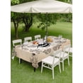 thumbnail image 5 of 60x84 Inch Outdoor Tablecloth with Umbrella Hole Zipper Rectangle Vintage Bees Crowns Rectangular Tablecloths Outside Waterproof Rustic Leaves Rings Brown Gradient Patio Table Cover for Picnic Party, 5 of 8