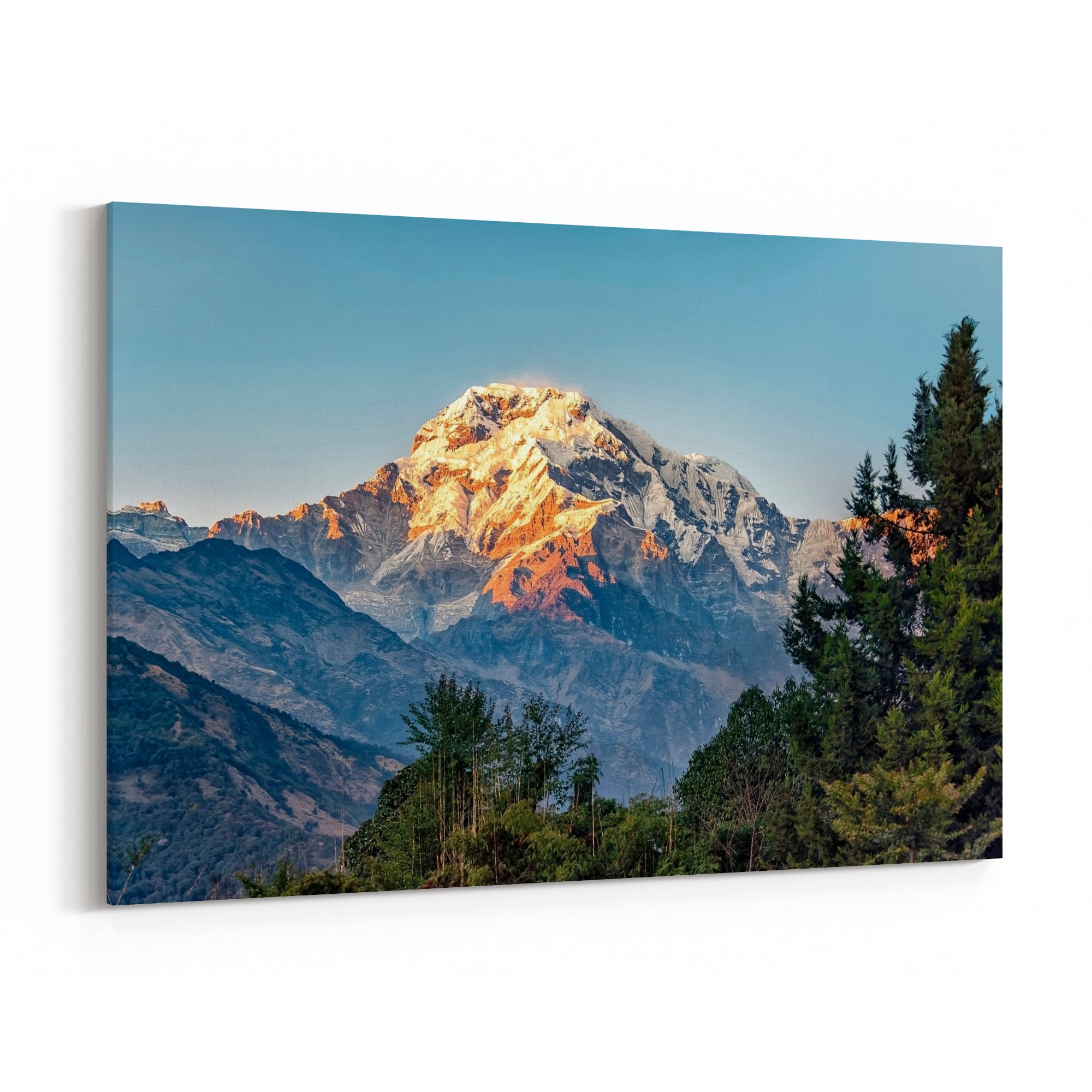 Blue Wall Art Annapurna Mountains Landscape Canvas Wall Art Picture Print 