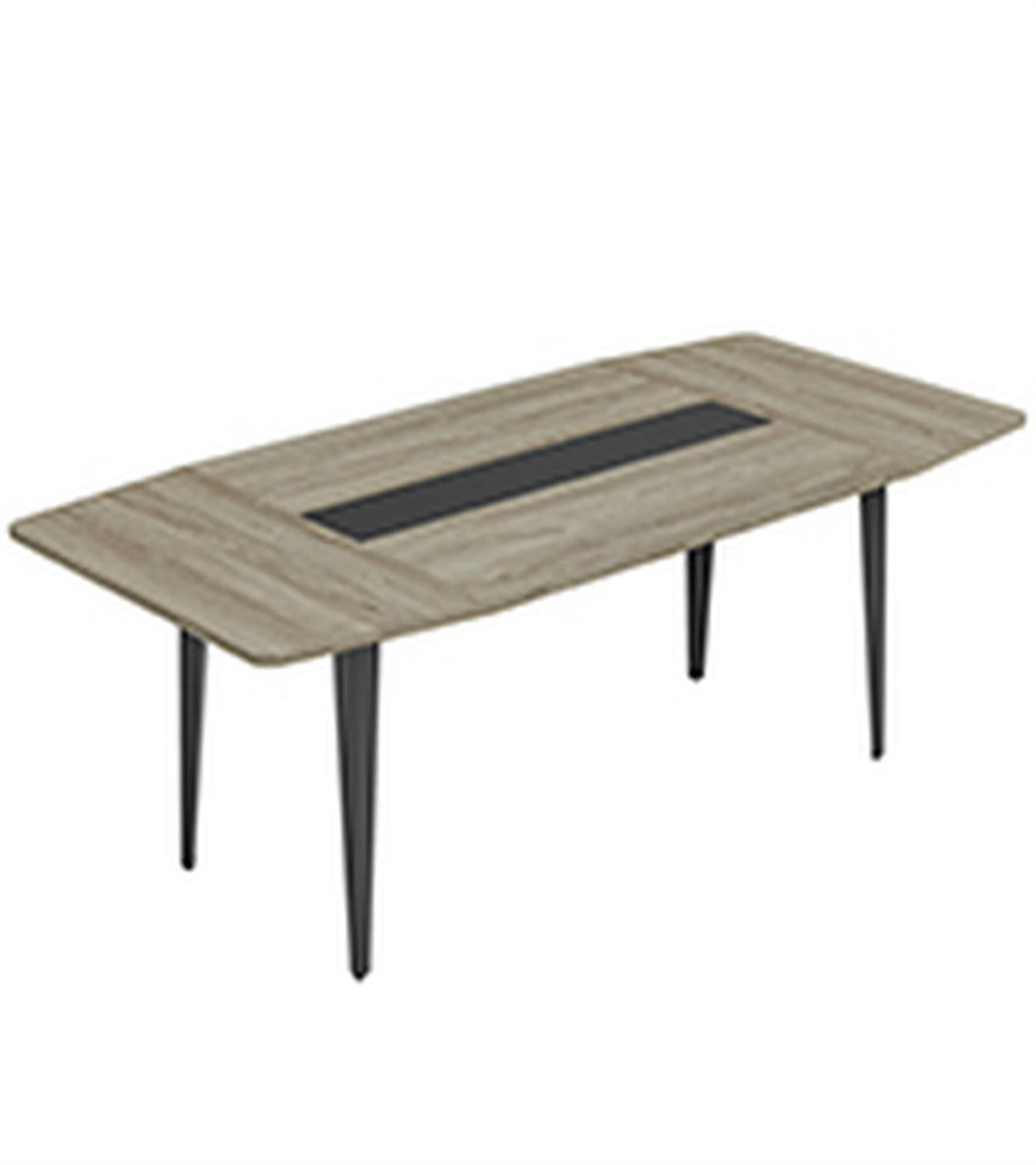 Demi Bonn 70" Executive Computer Desk with Metal Frame, Modern Duty Study Writing Gaming Table for Home Office, Boat Shaped Meeting Table, Gray