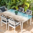 thumbnail image 2 of Teal Ombre Coastal Table Cloths for 3 Foot Rectangle Tables, Sea Nautical Summer Beach Starfish Coral Patio Waterproof Elastic Fitted Tablecloths, Washable Rectangular Table Cover for Camping, 2 of 8