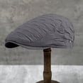 thumbnail image 3 of Spring Men Newsboy Hat Solid Color No Brim Snap Button Adjustable Windproof Sun Protection British Flat Hat Fashion Accessories, 3 of 8