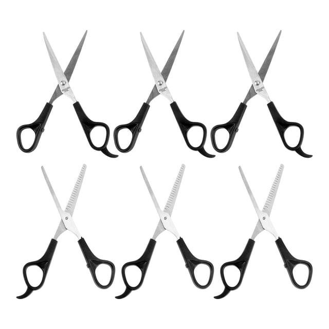 LOLIPPYY Home Haircutting Kit 6Pcs Barber Shears with Black Straight and Teeth Shears for Professional Use