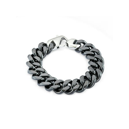 Men's 316L Stainless Steel Ceramic Curb Link Bracelet, 8.5"