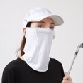 thumbnail image 3 of Xfvqtps Womens Face Mask Neck Scarf Integrated with Ear Loops Ice Silk Mesh Breathable Solid Color UV Protection Sun Protective Sunshade Multipurpose Cycling Mask White, 3 of 4