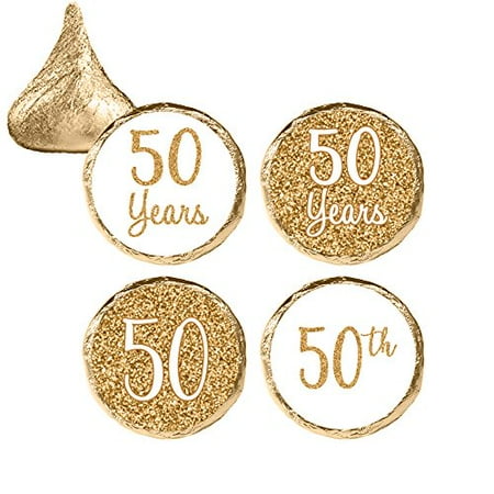 50th anniversary candy stickers 324 count gold 50th anniversary
