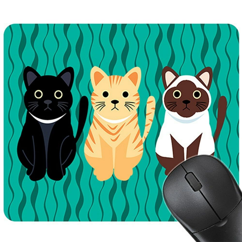Cute Cartoon Three Cats Mouse Pad Rectangle Ultra Thin Mouse Pad with