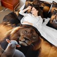 thumbnail image 5 of Manfei Woodland Animals King Bedding, Rustic Lion Sheep King Bed in a Bag, Dark Brown, Reversible, 7-Piece, 5 of 6