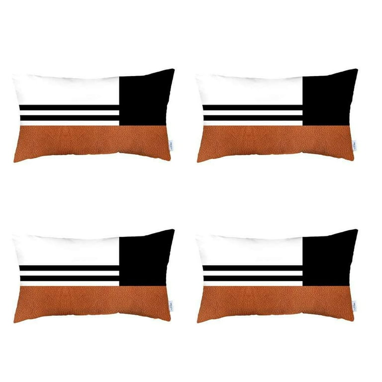 Set Of 4 Brown And Black Lumbar Pillow Covers Set Of 4 Brown And Black Lumbar Pillow Covers