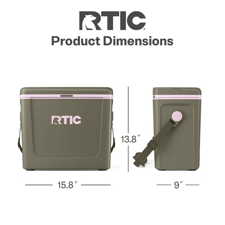 RTIC 16 QT, 20 Can Ice Chest Cooler Hard-Sided, Olive & Pale Pink