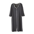 thumbnail image 2 of Aboser Womens Nightgowns Soft Long Sleeve Sleepshirts Plus Size V Neck Nightgown Loose Fit Cozy Modal Nightdress Casual Long Loungewear, 2 of 4