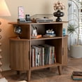thumbnail image 3 of Record Player Stand, Mid-Century Turntable Stand with Vinyl Storage with Charging Station & USB Ports, for Living Room(Small Brown), 3 of 7