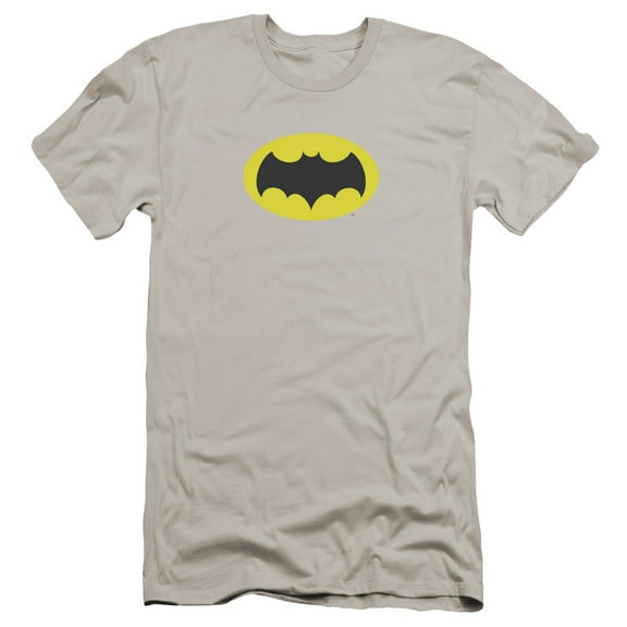 Batman Classic TV Chest Logo Premium Canvas T-Shirt Adult Slim Fit 30/1-Silver