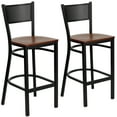 thumbnail image 2 of Flash Furniture 2 Pk. HERCULES Series Black Grid Back Metal Restaurant Barstool - Cherry Wood Seat, 2 of 8