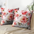 thumbnail image 4 of LALILO Throw Pillow Covers Colorful Floral With Roses Watercolor Green Cushion Cover 18" x 18", 2 Pack, 4 of 6