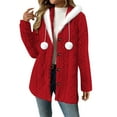 thumbnail image 2 of Maplenight Hooded Fleece Jacket for Women Button Down Thermal Winter Coat Casual Soft Fall Teddy Outerwear Fuzzy Coats, 2 of 8
