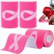 thumbnail image 1 of wonima44 32ft 2 Roll 4 Inch Wide Breast Cancer Awareness Football Turf Tape Ultra Sticky Football Turf Tape Pink Ribbon 32 Feet Long, Waterproof Sweat Proof Breathable Athletic Tape(Rose Pink), 1 of 1
