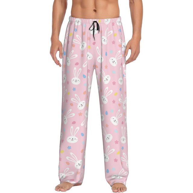 Balery Easter Cute Rabbit Pantalones de pijama para hombre, pijama ultraligero, pantalón de descanso-X-Large