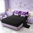 thumbnail image 4 of Homewish Purple Butterfly Twin Bedding, Diamonds Glitters Print Bedding Comforter Set, Black Reversible, 7pcs, 4 of 7