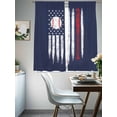 thumbnail image 4 of American Flag Sheer Curtains 72 Inch Length 2 Panels for Living Room, US Flag Baseball Stars Navy Blue Voile Kitchen Curtain Set, Luxury Privacy Drapes Window Treatment for Bedroom, 4 of 7