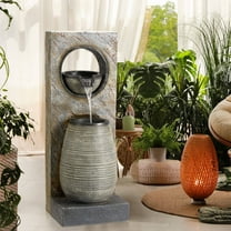 Richryce LED Outdoor Fountain 39.7 Inch, Modern Freestanding Water Feature for Garden Yard