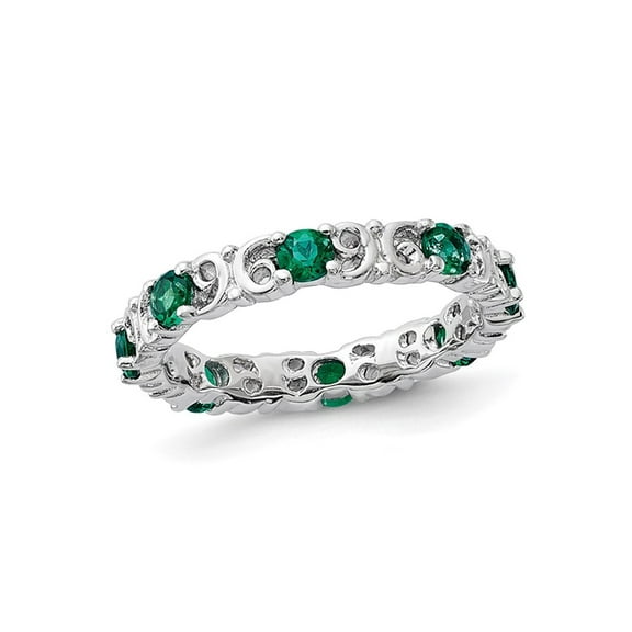 Gem & Harmony 9/10 Carat (Ctw) Lab-Created Emerald Band Ring in Sterling Silver for Women