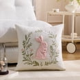 thumbnail image 1 of Embroidered Rabbits Mushrooms Cushion Cover, Decorative Pillowcase With Three-Dimensional Embroidery, for Living Room Sofa, Multi-color, 1 of 6