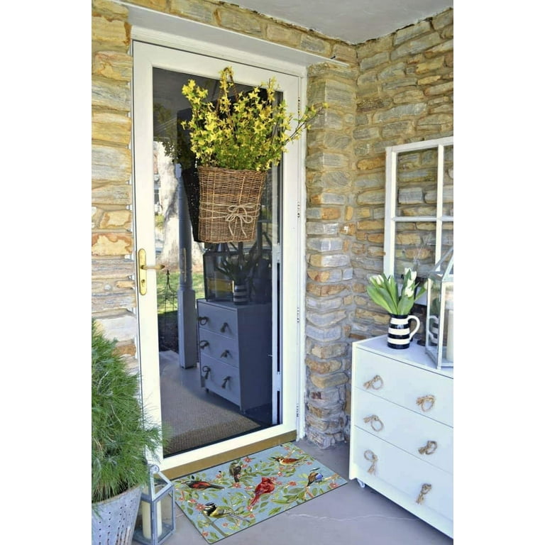 Fab Habitat Extra Thick Doormat - Handwoven, Durable - Natural Coir -  Entryway, Front Door, Porch, Patio - A Bird Perched on Home Aqua (18 x 30
