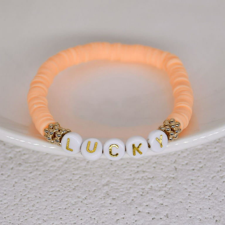 Charm Elastic Summer Colorful Beads Women Clay Bracelet Letters