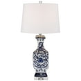thumbnail image 6 of Barnes and Ivy Iris Vintage Style Table Lamp 28" Tall Blue White Floral Geneva with Table Top Dimmer White Drum for Bedroom Living Room Bedside Office, 6 of 8