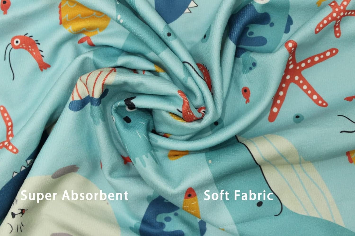 Kids Hooded Towel Poncho - Shark Design 100% Cotton Beach Swim Towel For Pool & Bath Time