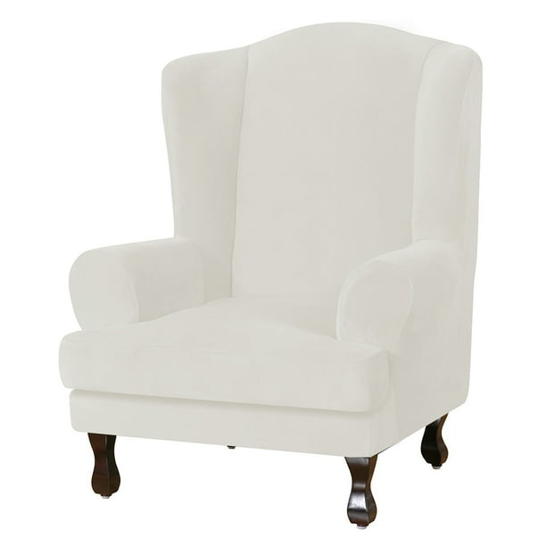 Velvet Wingback Chair Slipcover Stretch Wing Cover Armchair Furniture Protector With Elastic Bottom 2pcs One Is Base And The Other Cushion Com Velvet Wingback Chair Slipcover, Velvet Wing Chair Slipcover