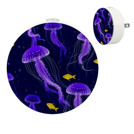 

YZUOUZY Night Lights Plug into Wall Lamps for Bedroom Bedroom Lamps Set of 2 Sea Jellyfish Dark Purple Background