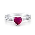 thumbnail image 2 of AFFY Simulated Ruby & White Cubic Zirconia Solitaire Heart Promise Ring 14k White Gold Over Sterling Silver Gift For Her Ring Size-6, 2 of 7