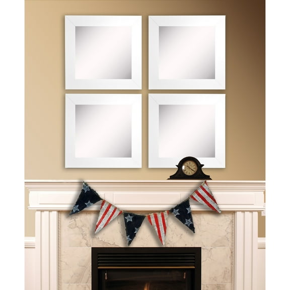Rayne Mirrors Rayne White Satin Wide Square Wall Mirror Set