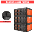 thumbnail image 4 of Bingirl Collapsible Crate 55L Foldable Plastic Milk Crate with Side Handles Heavy Duty Stackable Containers Folding Storage Baskets for Food Drinks Books Tools-Orange, 4 of 7