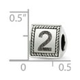 thumbnail image 2 of Number 2 Triangle Block Charm .925 Sterling Silver Antiqued Reflection Beads - QRS1429N2, 2 of 5