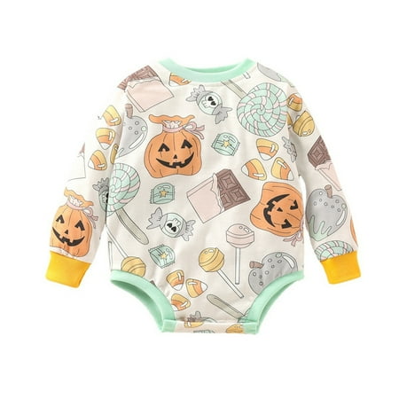 

Rovga Baby Infant Toddler Girls Clothes Fall Round Neck Long Sleeve Jumpsuit Pumpkin Printings Vacation Romper Leisure Simple Style Outfitrs A 12-18 Months