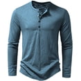 thumbnail image 2 of HAJWOH Men's Casual Front Placket Basic Long Sleeve Henley Polo Shirt Muscle Workout Athletic Tee Tops, 2 of 4
