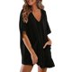 thumbnail image 1 of Trajes Casuales para las Mujeres de Verano Oversized Camiseta Romper, Cuello en V Camisetas de Mitad de Manga con Bolsillos Ropa de Playa, 1 of 9