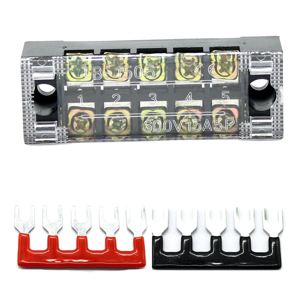 Mecion 3 Pcs 600V 15A Dual Row 10 Position Covered Screw Terminal Barrier Block Mecion 3 Pcs 600V 15A Dual Row 10 Position Covered Screw Terminal Barrier Block