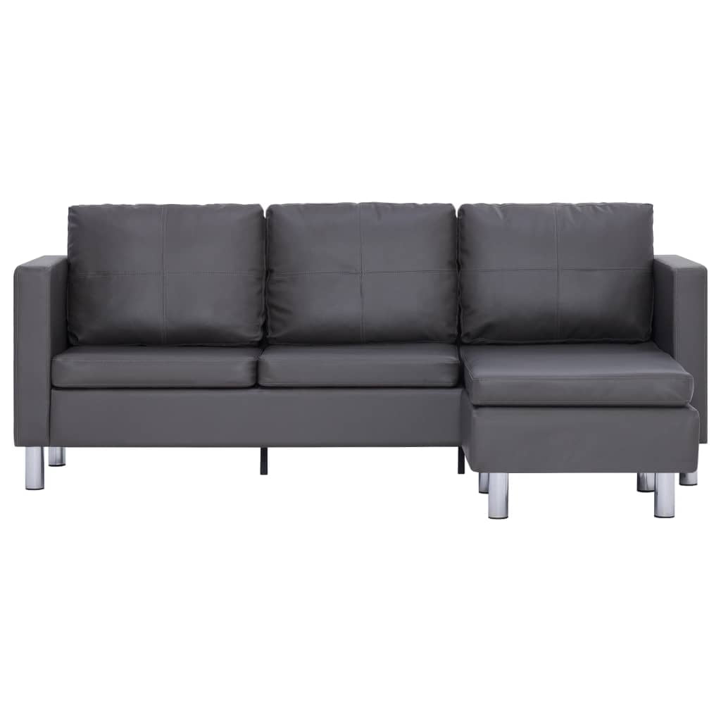 Lowestbest 3-Seater Sectional Sofa, Faux Leather L-Shaped Couch with Cushions for Small Space Lowestbest 3-Seater Sectional Sofa, Faux Leather L-Shaped Couch with Cushions for Small Space