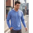 thumbnail image 4 of INSPIRE CHIC Men's Hooded Shirt Contrast Stitch Drawstring Long Sleeve Pullover Top M Blue, 4 of 5