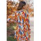 thumbnail image 1 of ABPHQTO Mini vestido de mujer con cuello en V y manga larga con estampado abstracto multicolor en la cintura, 1 of 5