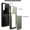 thumbnail image 3 of For Samsung S21 Case with Card Holder 5G 6.2 inch Dual Layer Heavy Duty Protective Galaxy S21 Case Hidden Card Slot Slim Wallet Case for Samsung S21(Green), 3 of 14