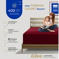 thumbnail image 3 of THREAD SPREAD Twin XL Fitted Sheet Only - 100% Cotton 400 Thread Count Deep Pocket Fitted Sheet Twin XL, Soft Cooling Sateen Weave Elastic Bottom Sheet, Fits College Dorm Mattress, Teens - Burgundy, 3 of 9