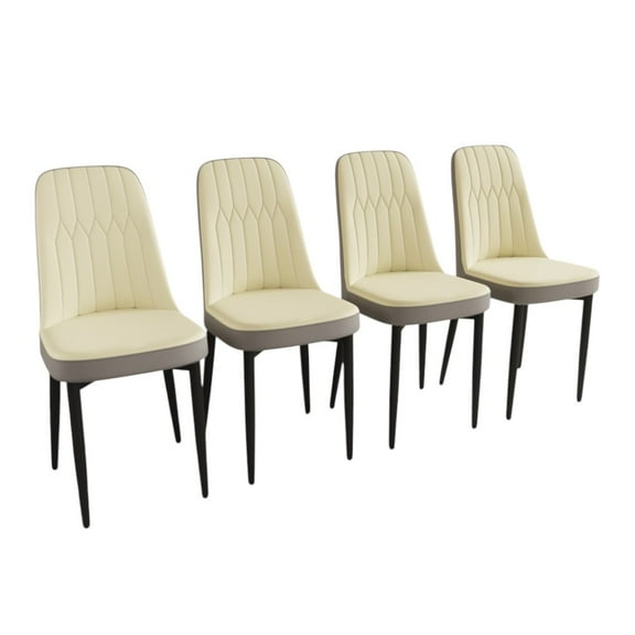IVV Dining Chairs Set of 4, Modern PU Leather Upholstered Dinner Chairs with Sturdy Metal Legs and Comfort Backrest, Armless Accent Side Chairs for Home Kitchen, Living Room (Beige Black)